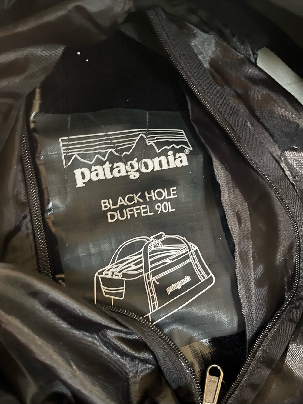 Patagonia Black Travel Duffel with White Logo